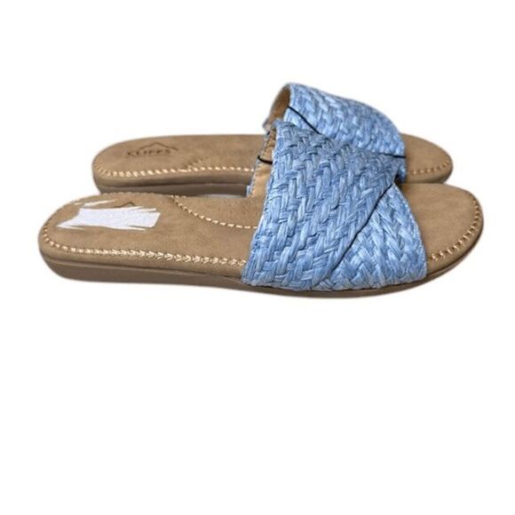 NWOT Cliffs by White Mountain Women's Flawless Slide Sandal in Blue Raffia Size - Picture 2 of 9